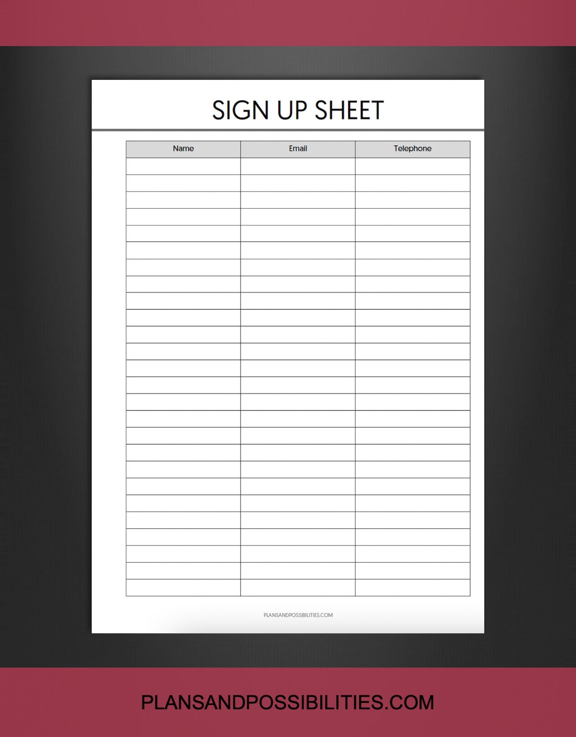 Sign up Sheet Printable, Sign in Sheet, Name Sign Up, Email Sign up ...