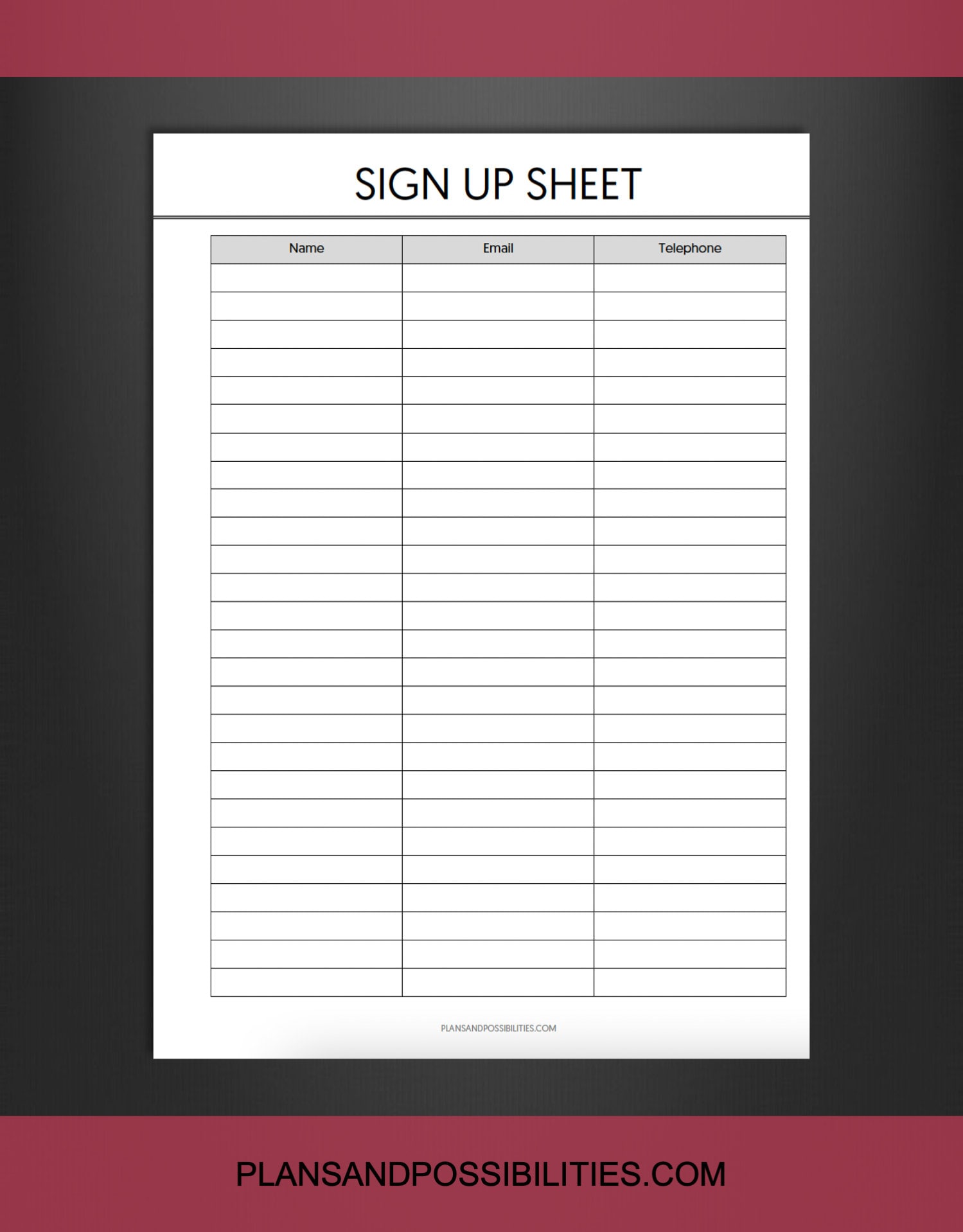 Sign up Sheet Printable, Sign in Sheet, Name Sign Up, Email Sign up ...