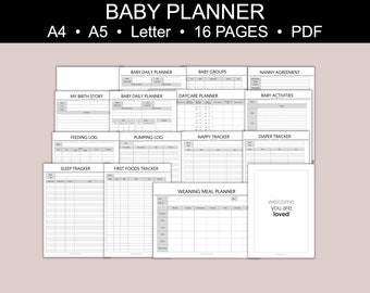 Baby Planner Printable, Newborn Tracker, Baby Log Printable, Baby Tracker Printable, Infant Care Printable, Baby Bottle Feeding, Log, Nanny