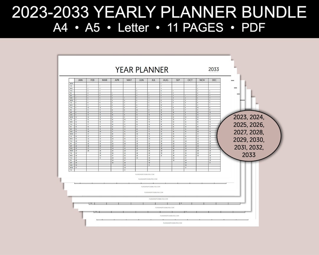 Printable Yearly Planner Calendar Insert Calendar Yearly Calendar