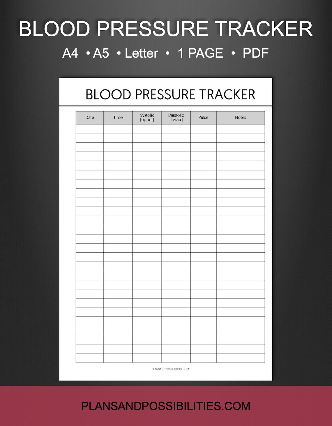 Blood Pressure Tracker Printable Blood Pressure Chart Template Blood Pressure Log Daily Chart