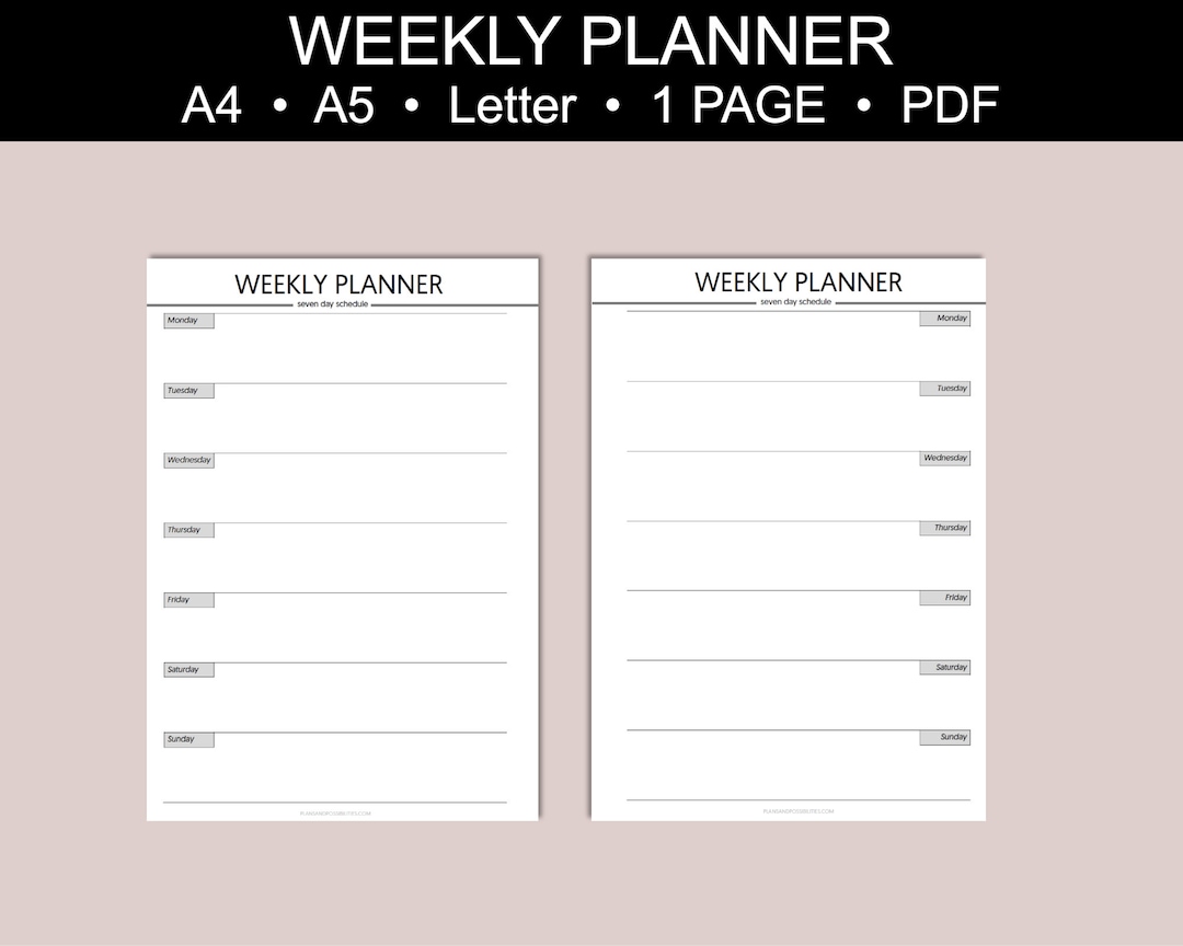 Weekly Planner Printable, Weekly Planner With Notes on One Page, Week ...