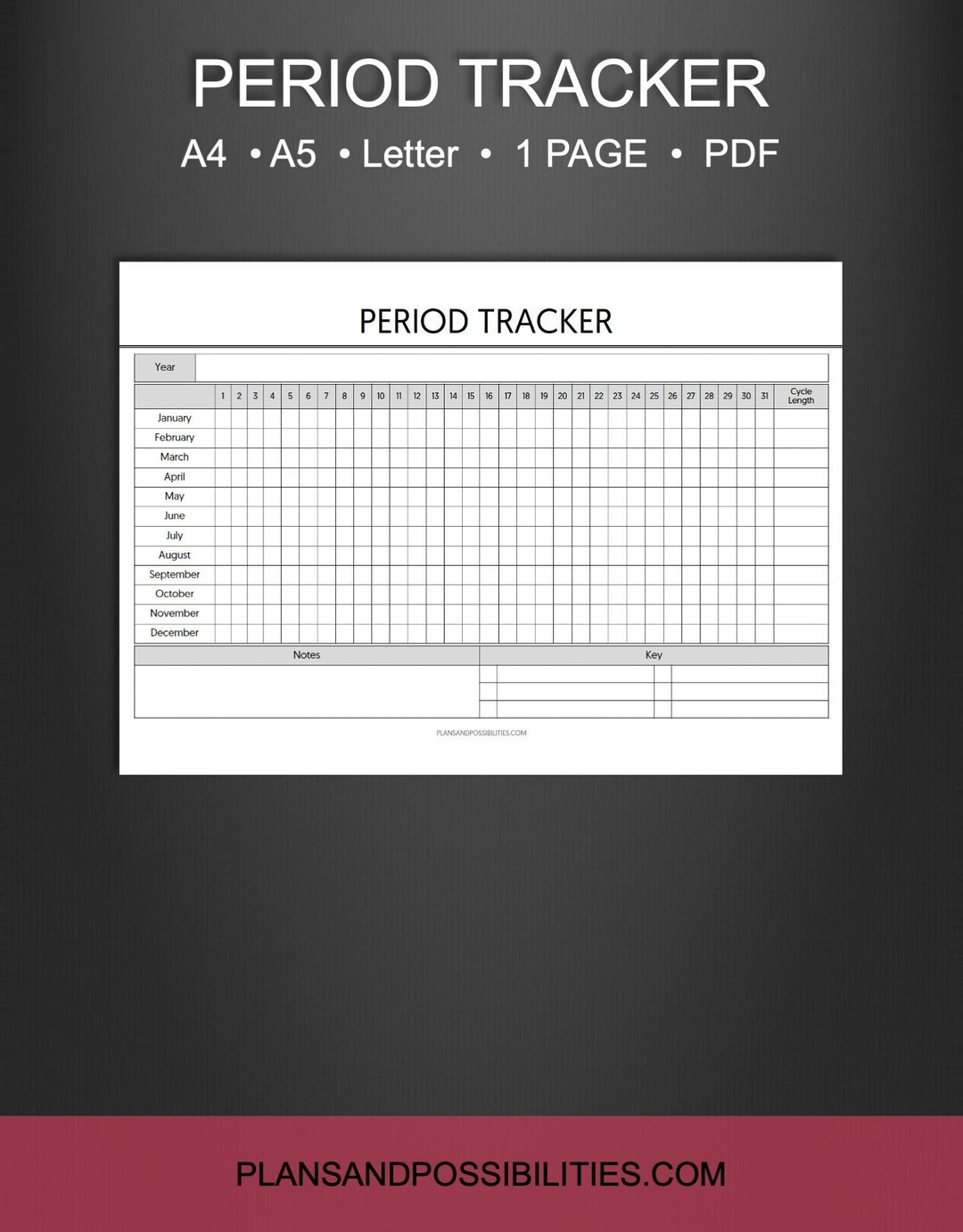 Period Tracker Planner Printable, Menstruation Calendar Journal, Cycle ...