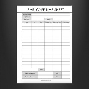 Employee Time Sheet, Employee Time Tracker, Employee Time Clock ...