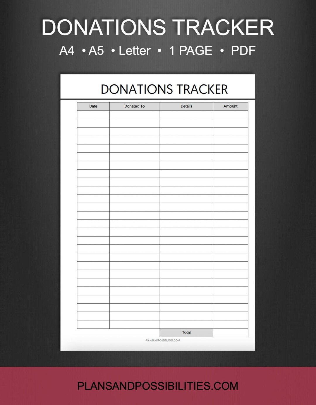 Donations Tracker Printable, Giving Tracker, Charity Donations Record ...