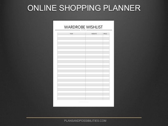 Printable Online Shopping Planner Shopping Tracker Online Etsy