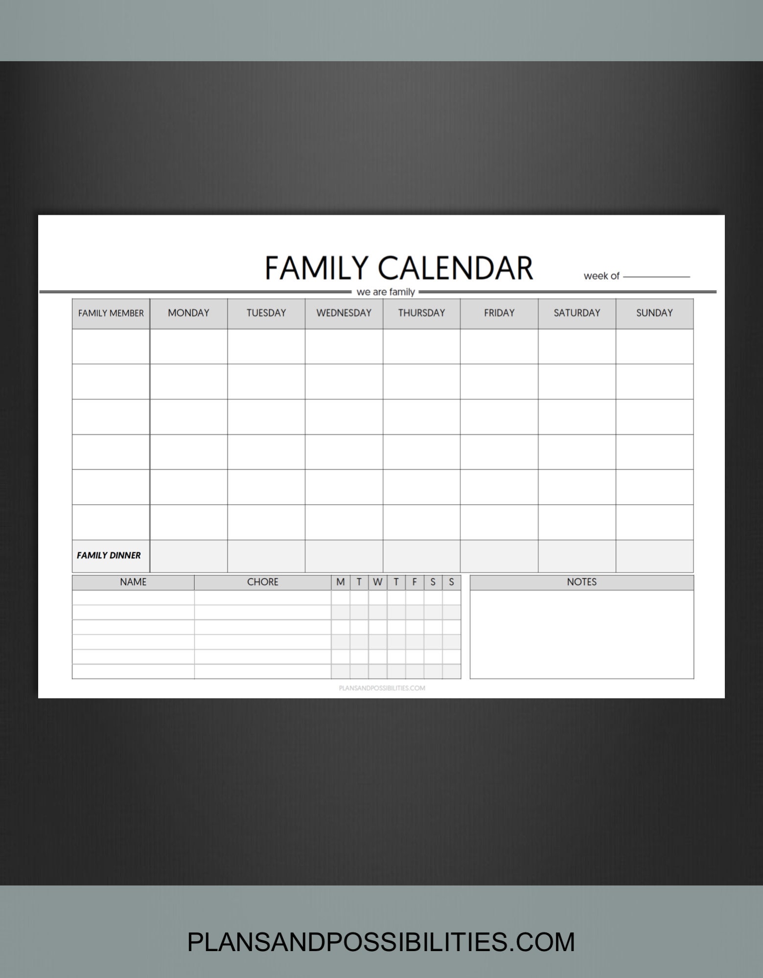 Family Calendar, Chore Chart, Family Planner, A4, A5, Letter Etsy UK