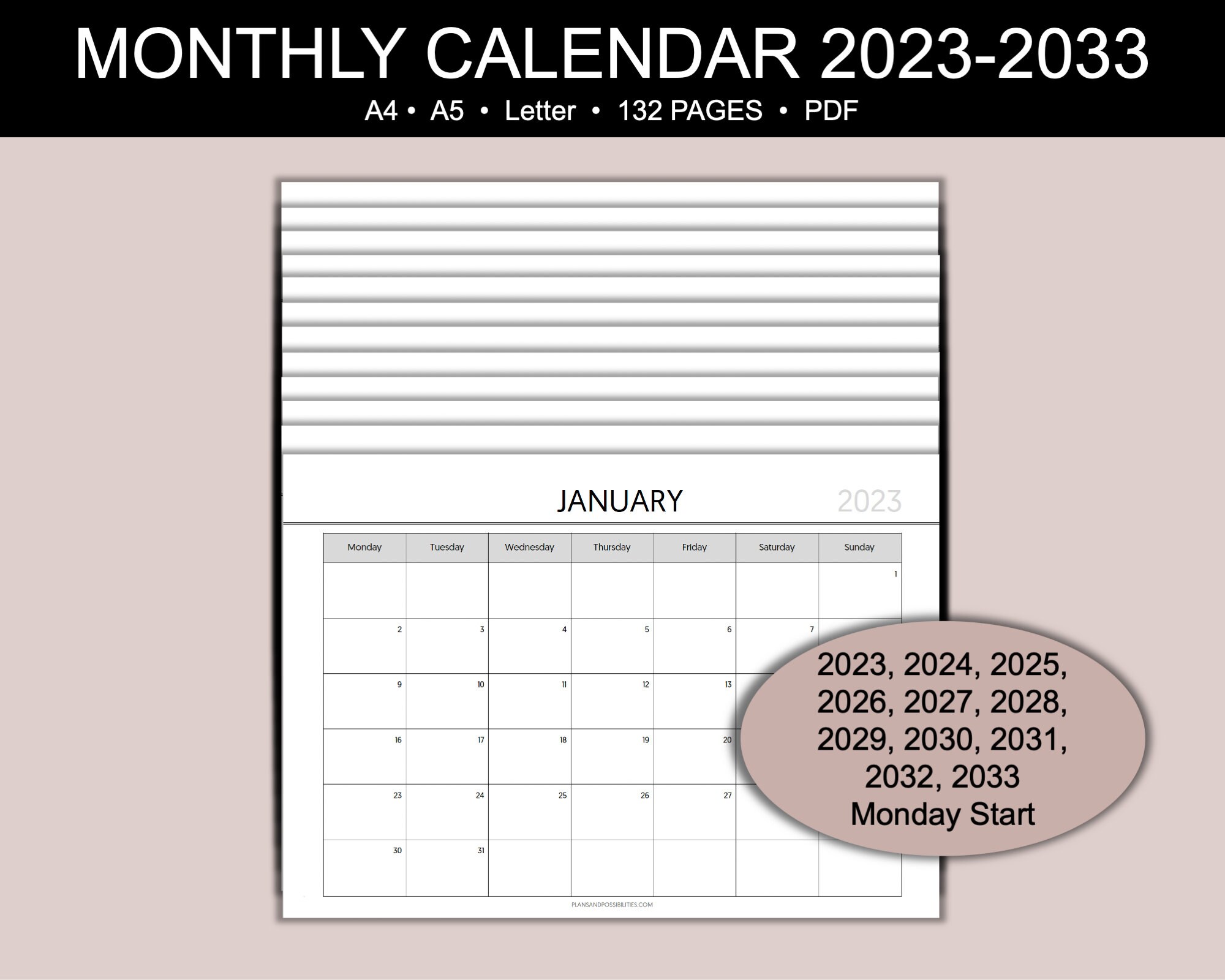monthly-calendar-printable-dated-monthly-planner-pdf-minimalist-printable-calendar-for-2023-year-calendar-2024-calendar-monday-start-pdf-etsy