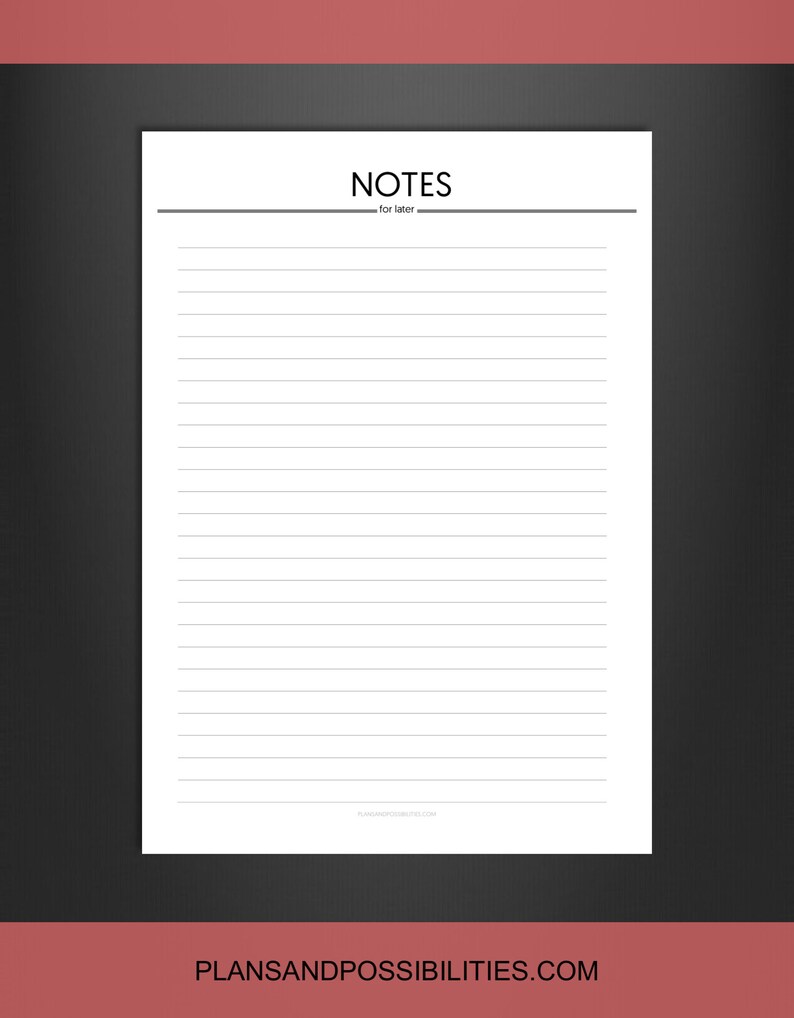 PRINTABLE Notes Page A5 A4 Note Paper Insert Notes Etsy