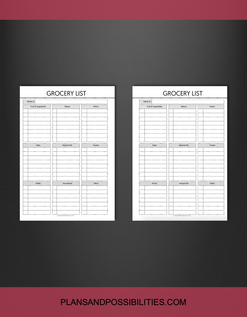 Printable Grocery List With Categories, Printable Food Shopping List