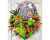 Halloween Candy Wreath: Whimsical Front Door Decor with Hocus Pocus Sign