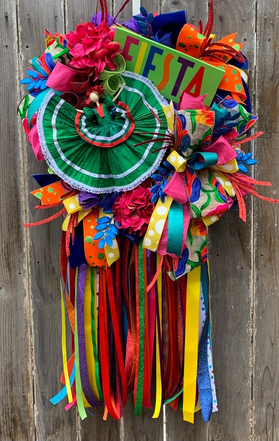 Fiesta Wreaths for Front Door Cinco de Mayo Wreath Mexican Etsy