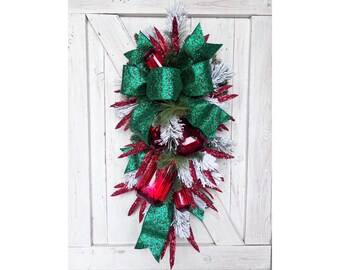 Elegant Christmas Wreath for Front Door, Unique Christmas Swag with Jewels, Designer Christmas Decorations, Jewel Christmas Wreath