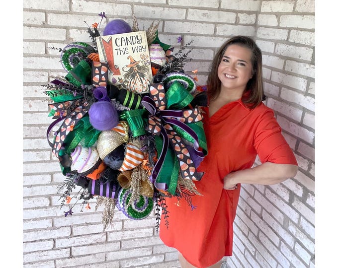 Elegant Halloween Wreaths for Front Door, Halloween Wreaths and Door Decor, Outdoor Halloween Decorations, Front Door Halloween Candy Wreath