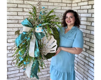 Handmade Coastal Themed Wreath, Summer Beach Wreath for Front Door, Beach Front Door Decor, Nautical Spring and Summer Wreath