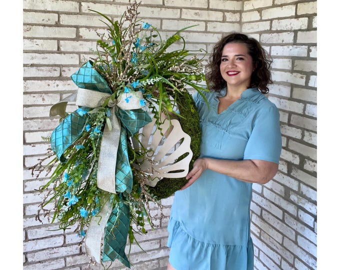 Handmade Coastal Themed Wreath, Summer Beach Wreath for Front Door, Beach Front Door Decor, Nautical Spring and Summer Wreath