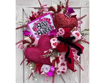 Valentine’s Day Wreath for Front Door, Candy Land Valentines Day Wreath, Valentines Day With with Candy, Valentines Day Decorations