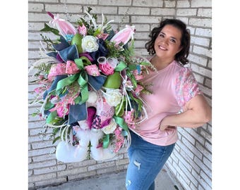 Bunny Butt Easter Wreath: Floral Front Door Decor