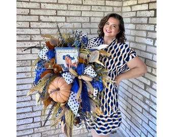 Fall Decor for Front Porch, Boho Chic Fall Wreaths for Front Door with Pumpkins, Fall Wreaths and Door Decor, Outdoor Fall Decorations,