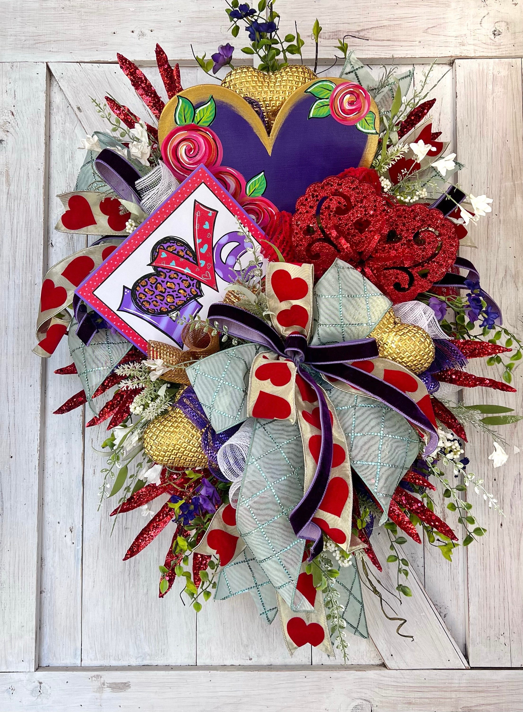 Great Sale-red Heart Wreaths For Front Door - Valentine Day Wreath