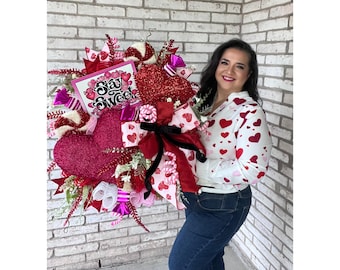 Valentine’s Day Wreath for Front Door, Candy Land Valentines Day Wreath, Valentines Day With with Candy, Valentines Day Decorations