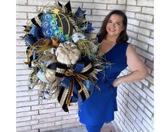 Fall Decor for Front Porch, Boho Chic Fall Wreaths for Front Door with Pumpkins, Fall Wreaths and Door Decor, Outdoor Fall Decorations,