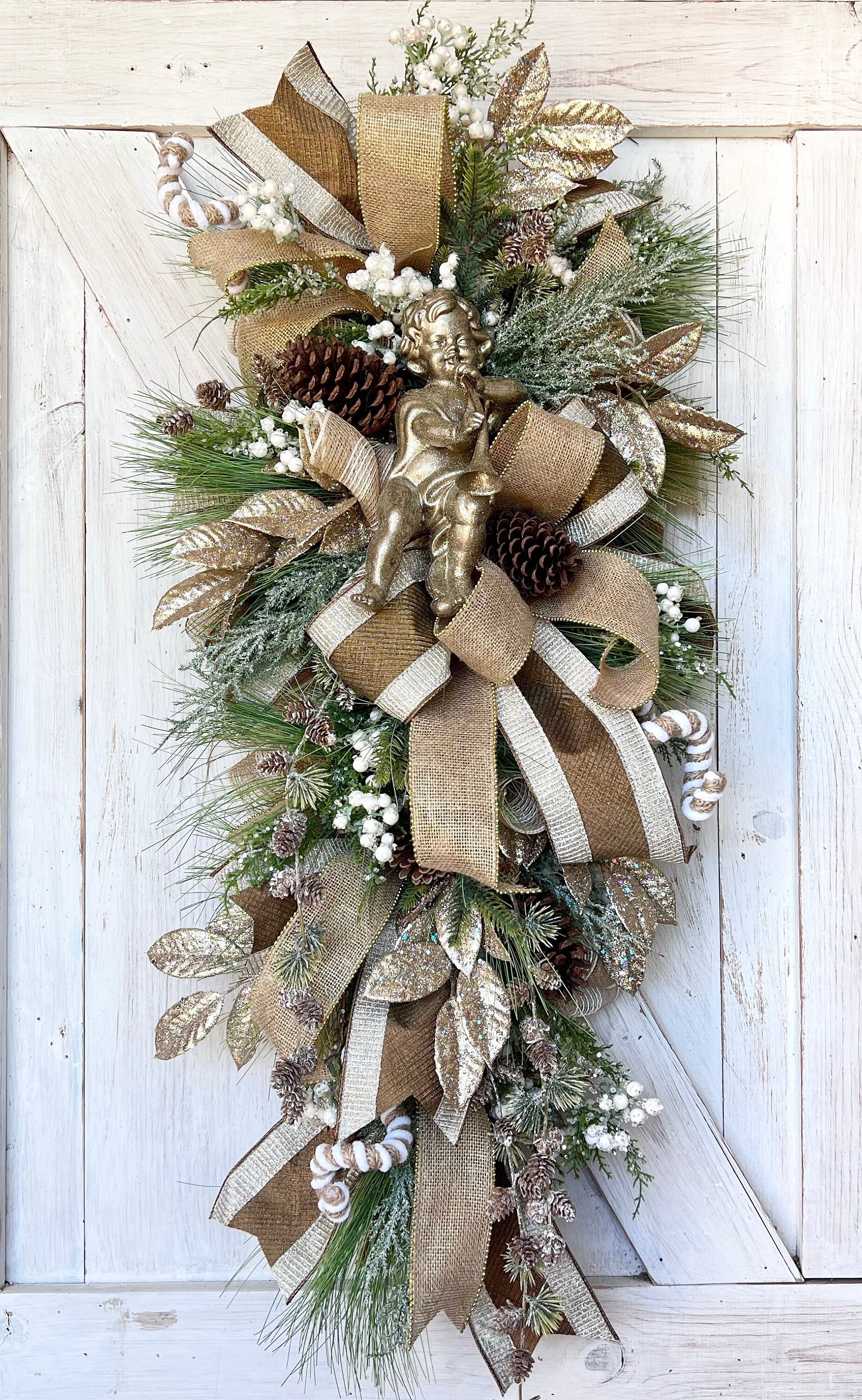 Elegant Christmas Wreath for Front Door, Religious Christmas Wreath, Rustic  Christmas Swag, Rustic Glam Christmas Wreath, Christmas Angel 