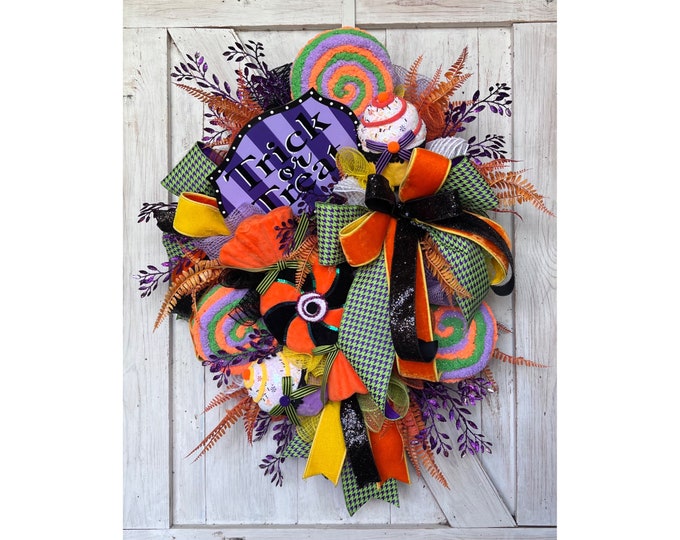Elegant Halloween Wreaths for Front Door, Halloween Wreaths and Door Decor, Outdoor Halloween Decorations, Front Door Halloween Candy Wreath