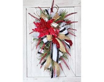 Elegant Christmas Wreath for Front Door, Glamorous Christmas Swag for Front Porch, Unique Christmas Wreath, Modern Christmas Decorations