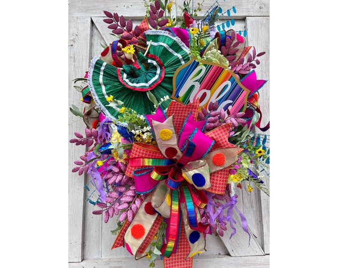 Fiesta Wreaths for Front Door, Fiesta Wreath, Cinco de Mayo Wreath, Quineanera Decorations, Fiesta Decorations, Cinco de Mayo Decorations