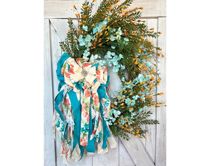 Summer Wreaths for Front Door, Tropical Grapevine Wreath, Everyday Grapevine Wreath, Bridal Shower Gift, Gift for Mom, Farmhouse Decor