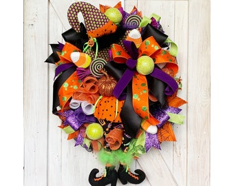 Halloween Wreath for Front Door, Halloween Witch Wreath, Indoor Halloween Decorations, Outdoor Halloween Decorations, Witch Decorations