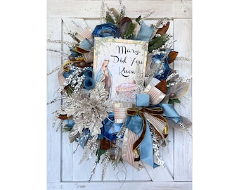 Religious Christmas Wreath for Front Door, Elegant Christmas Wreath for Front Porch, Christmas Decorations with Jewels, Jeweled Christmas