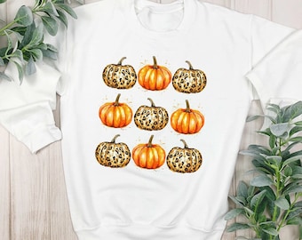 Trendy Pumpkin Clipart | Orange Watercolor | Leopard Print | Instant Download PNG