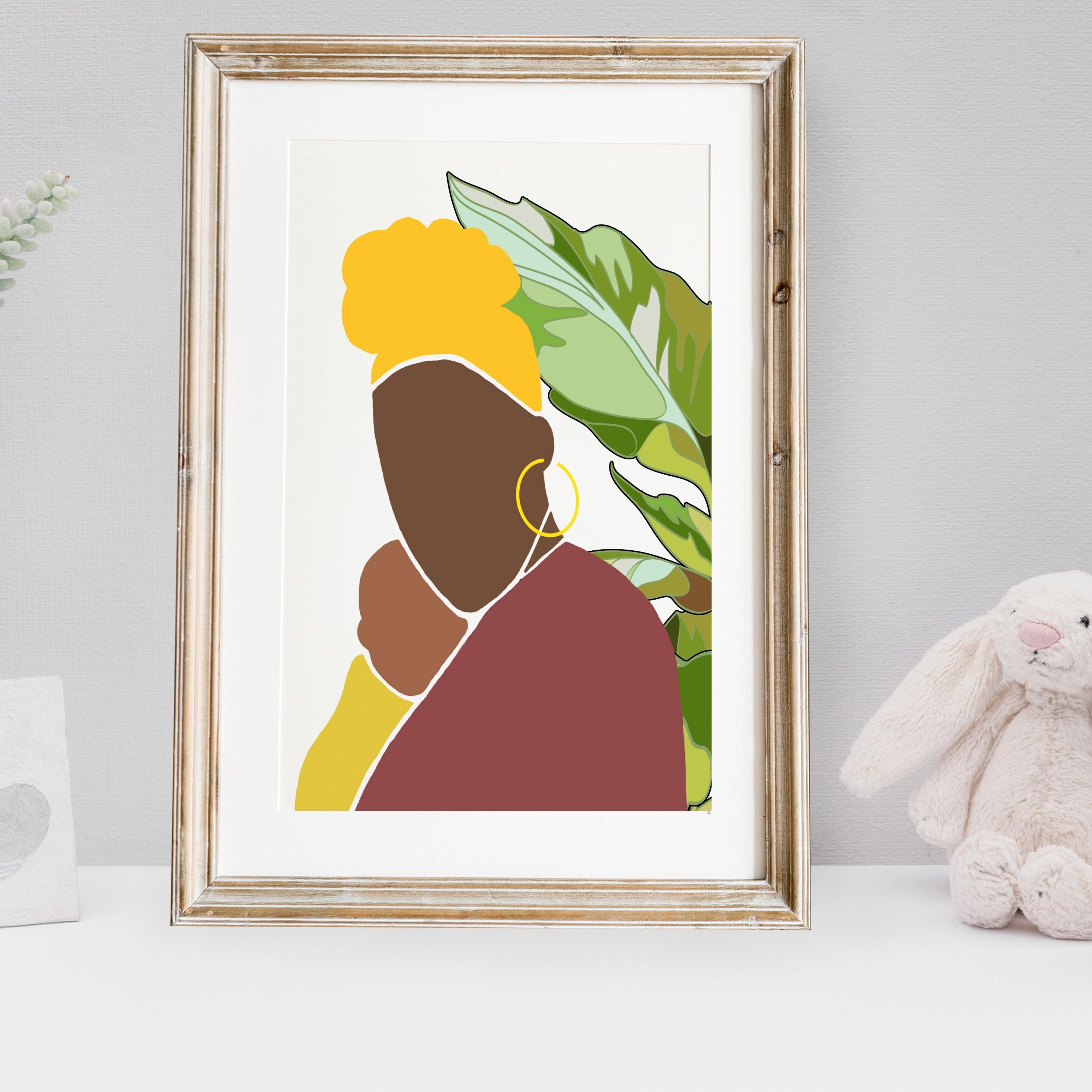 African American Mother Child Art Print, Neutral Nursery Wall Decor ...
