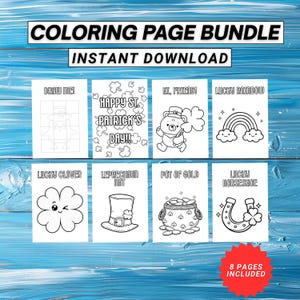 St Patricks Day Coloring Page Bundle|Activity Sheets| Instant Download ZIP file