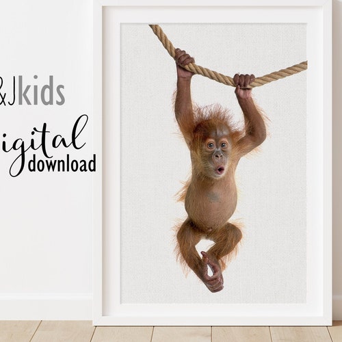 Gorilla Print Safari Animals Printable Art Nursery Decor | Etsy
