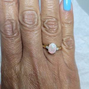 Estate jewelry opal and diamond ring. image 6
