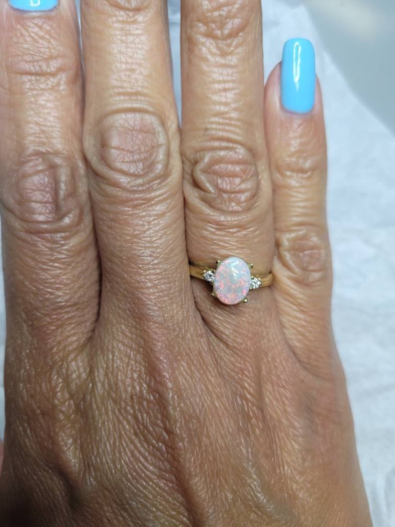 Estate jewelry opal and diamond ring. image 6
