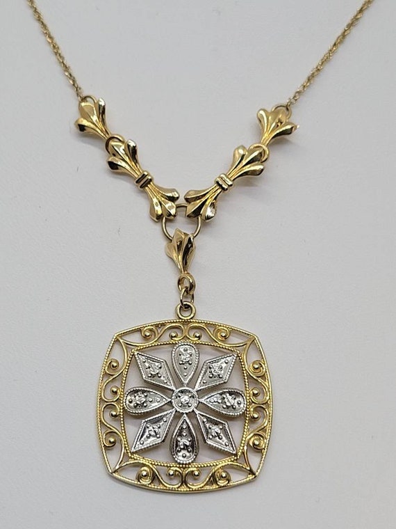 Filigree necklace 14kt yellow gold necklace