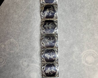 Estate jewelry vintage Siam sterling silver bracelet
