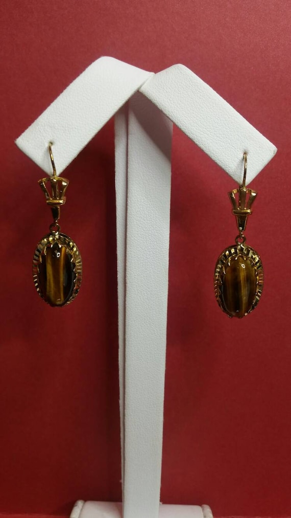 Estate earrings yellow gold leverbacks 14kt.