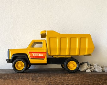 Camion à benne basculante Tonka des années 1980, petit camion à benne basculante TONKA vintage en acier pressé, camion à benne basculante Salvage Hunter, petite voiture jaune, collectionneurs de voitures des États-Unis