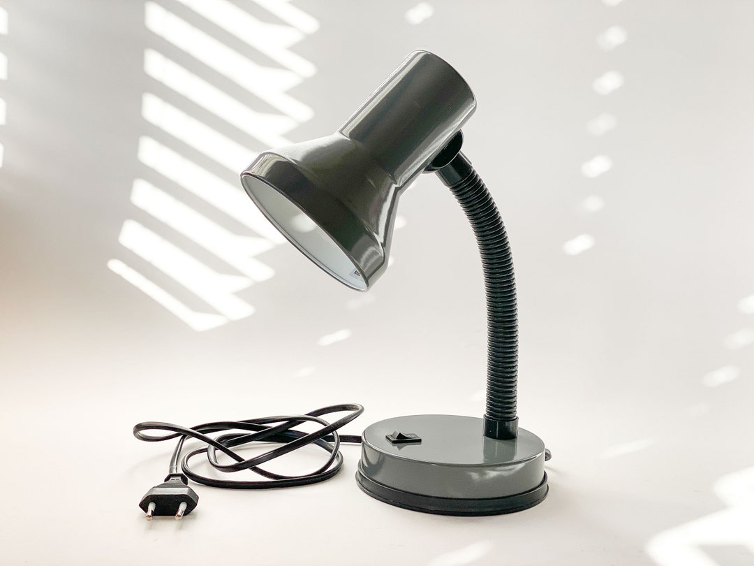 90s Gooseneck Desk Lamp: Retro Gray & Black Kenwell Table Lamp - Etsy