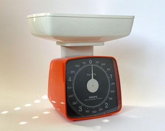 vintage 70S Krups Kitchen Scale Orange,Seventies Krups Food Scale,Balance de Cuisine vintage,Báscula de cocina antigua,ビンテージ キッチン スケール,老式廚房秤