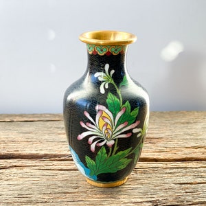 中国七宝花瓶、ヴィンテージ Jingfa 花瓶、花瓶 à fleurs 七宝焼き シノワ、フロレロ チノ七宝焼き、ヴァソ ダ フィオーリ シネーゼ 七宝焼き