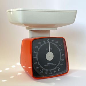 Vintage 70S Krups Kitchen Scale Orange,Seventies Krups Food Scale,Balance de Cuisine Vintage,Báscula de cocina antigua,ビンテージ キッチン スケール,老式廚房秤