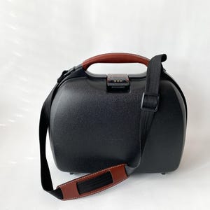 Vintage Samsonite Beauty Case - 1980s Black Leather Travel Toiletry Bag