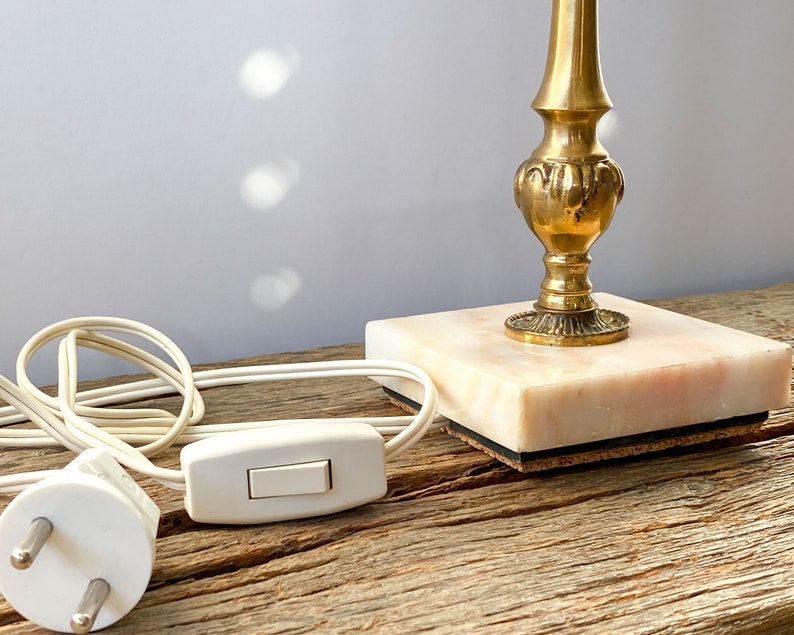 Vintage Brass Table Lamp Stand on Marble Base,Hollywood Regency Lamp Stand,70S Pied de lampe en laiton,Soporte de lámpara de latón,황동 램프 스탠드 image 8