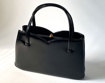 Vintage Black Patent Handbag - Borsa in vernice nera - Sort patent håndtaske - Sac à main verni noir - Svart patenthandväska - 블랙 페이턴트 핸드백